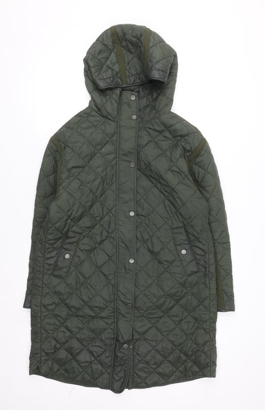 Dunnes Stores Men's Green Quilted Hooded Long Coat Size S