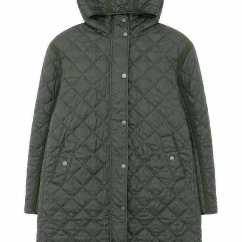 Dunnes Stores Men's Green Quilted Hooded Long Coat Size S