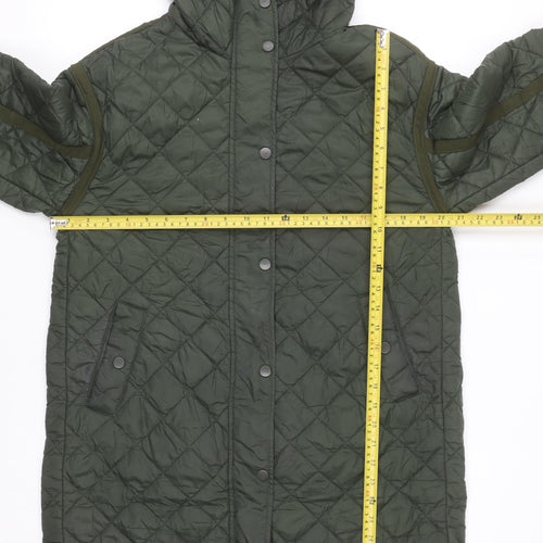 Dunnes Stores Men's Green Quilted Hooded Long Coat Size S