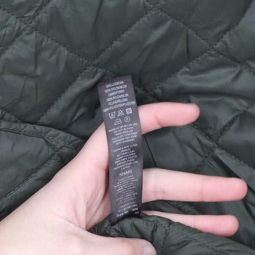 Dunnes Stores Men's Green Quilted Hooded Long Coat Size S