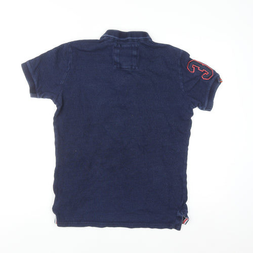Superdry Men’s Blue Cotton Polo Shirt Small Slim Fit
