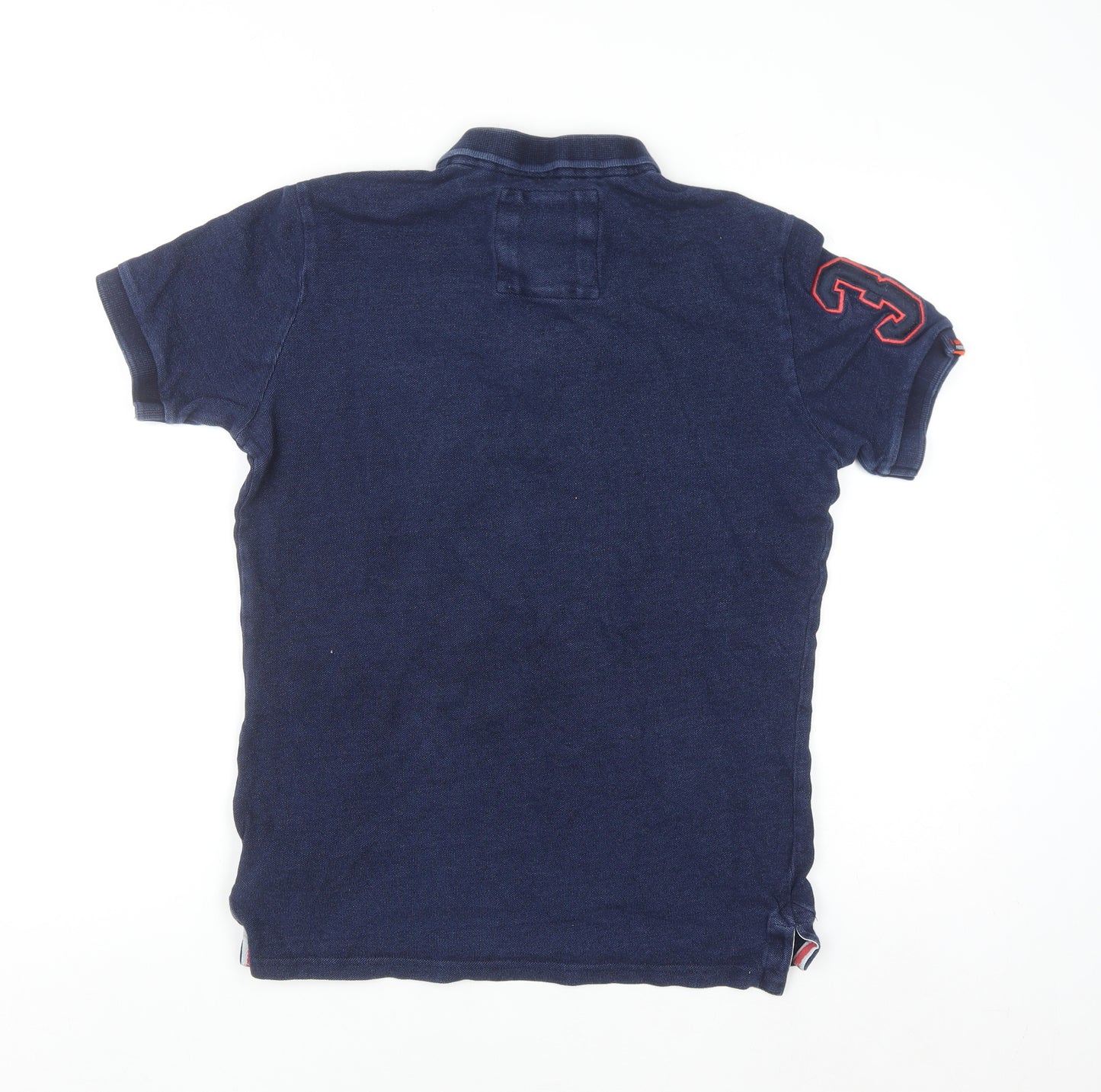 Superdry Men’s Blue Cotton Polo Shirt Small Slim Fit