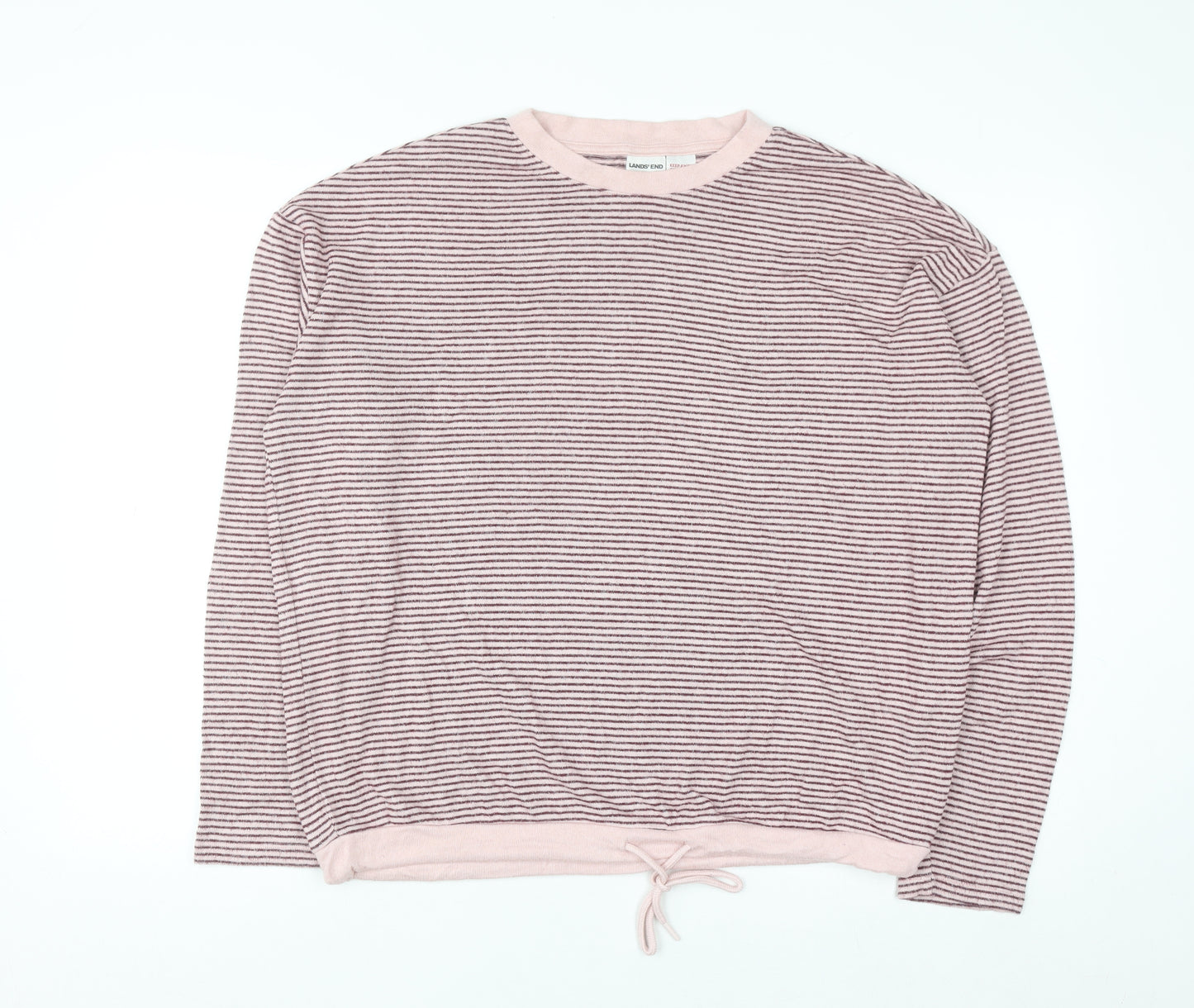 Lands' End Womens Pink Striped Pullover Jumper Medium