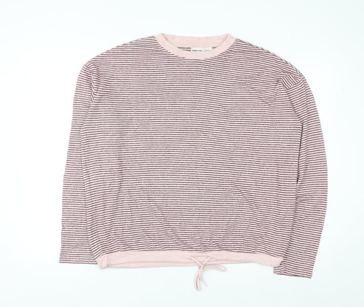 Lands' End Womens Pink Striped Pullover Jumper Medium