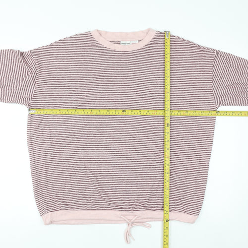 Lands' End Womens Pink Striped Pullover Jumper Medium