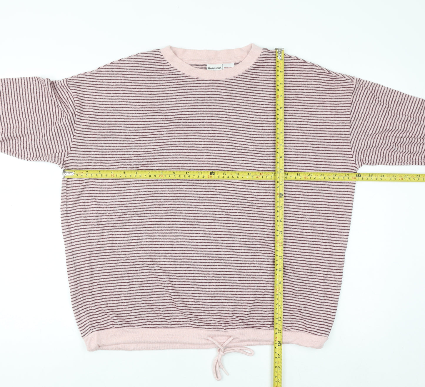 Lands' End Womens Pink Striped Pullover Jumper Medium