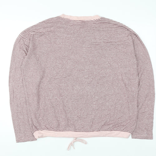 Lands' End Womens Pink Striped Pullover Jumper Medium