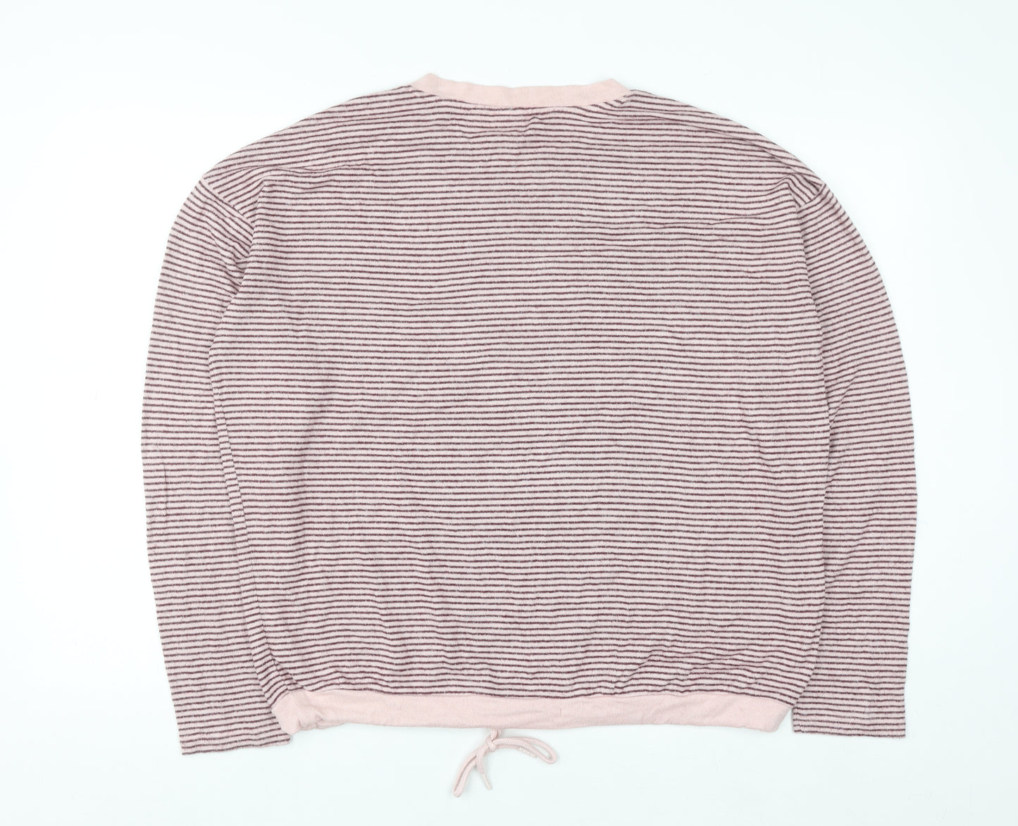 Lands' End Womens Pink Striped Pullover Jumper Medium