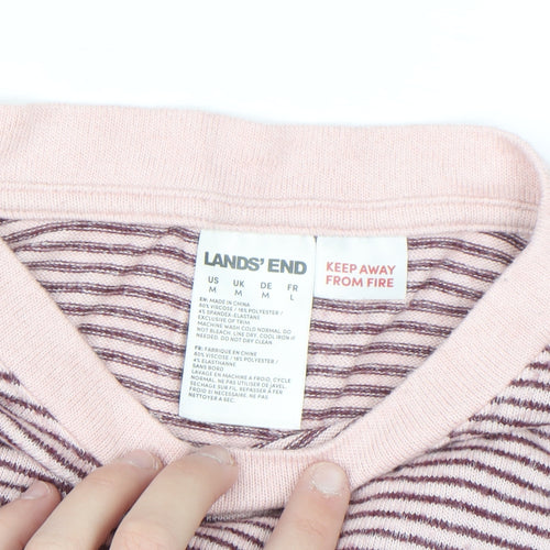 Lands' End Womens Pink Striped Pullover Jumper Medium