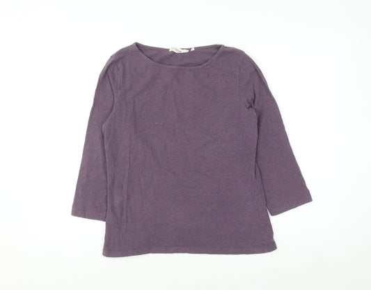 Seasalt Cornwall Women’s Purple 3/4 Sleeve Cotton Stretch Top UK 14