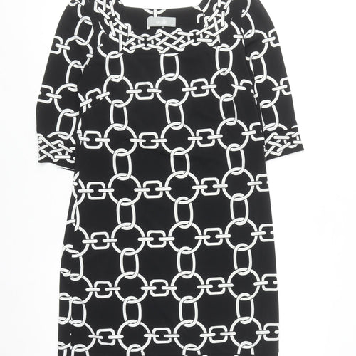Wallis Women Black Geometric Shift Dress Size 10