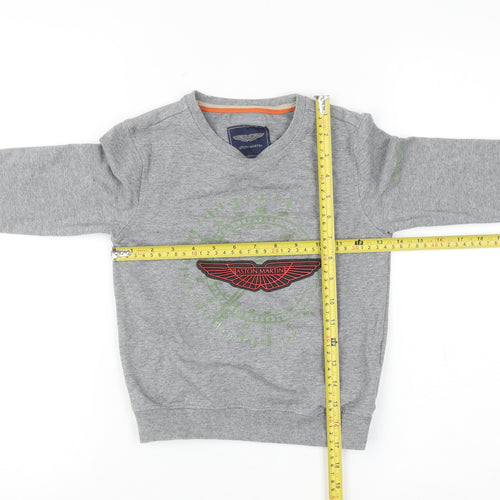 Aston Martin Boys Grey Cotton Pullover Sweatshirt Size 6 Years