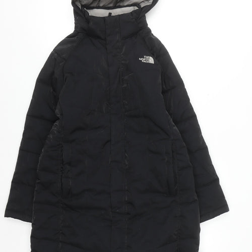 The North Face Teens Black Long Puffer Coat Hooded L Waterproof Lined