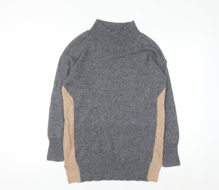 Next Women’s Grey Mock Neck Cashmere Touch Jumper Size M 12-14