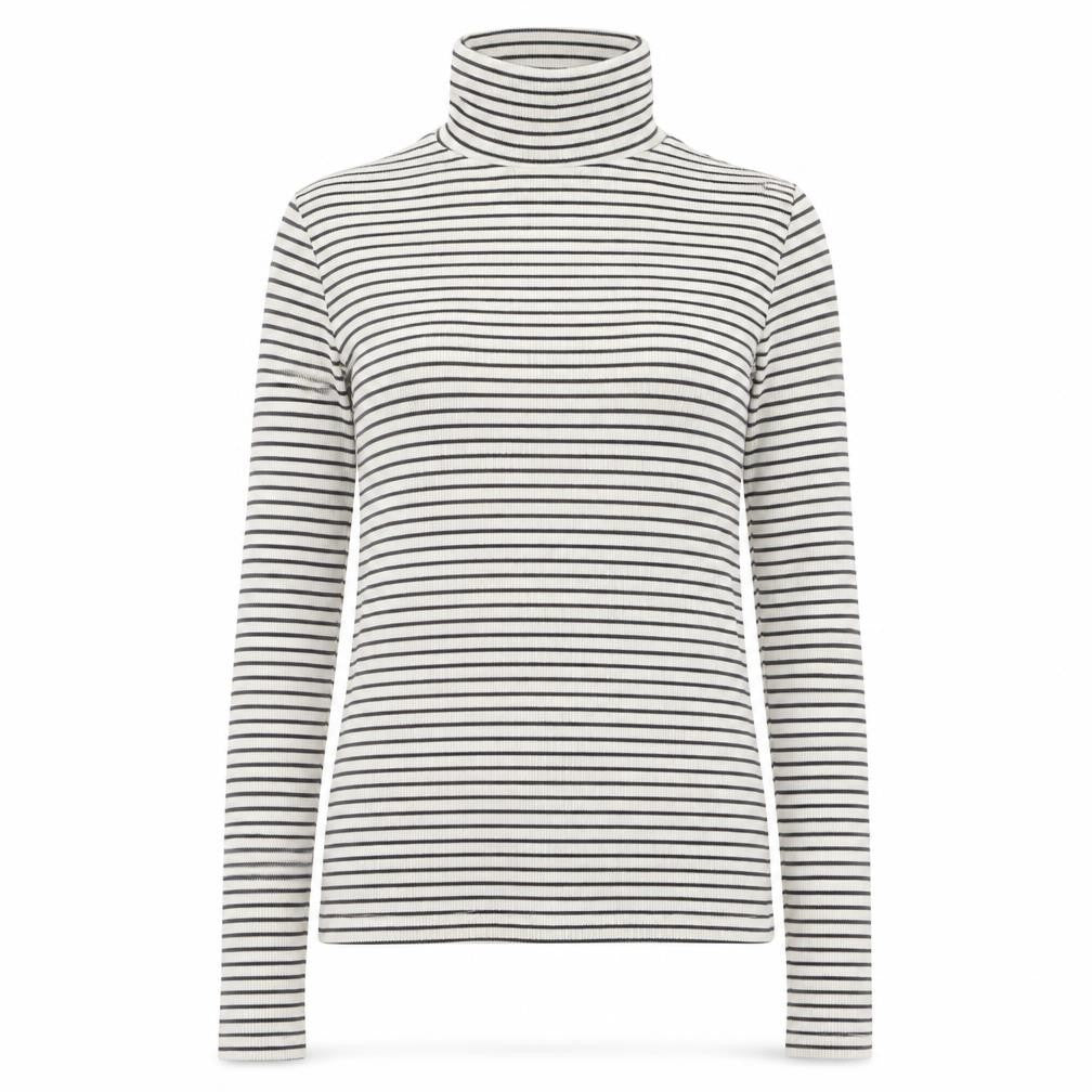 Front view of New Look Women's White Black Striped Roll Neck Jumper, size 10