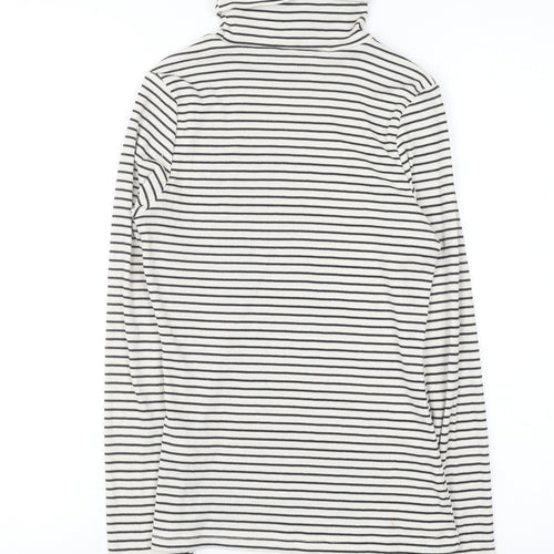 New Look Women's White Black Striped Roll Neck Jumper Size 10