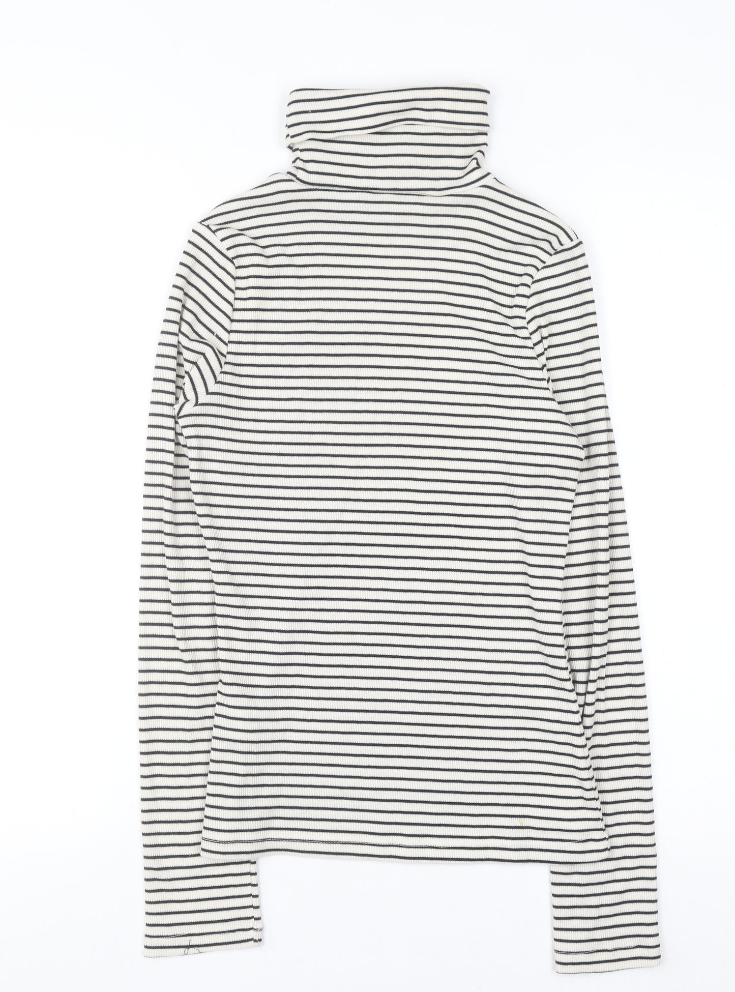 New Look Women's White Black Striped Roll Neck Jumper Size 10