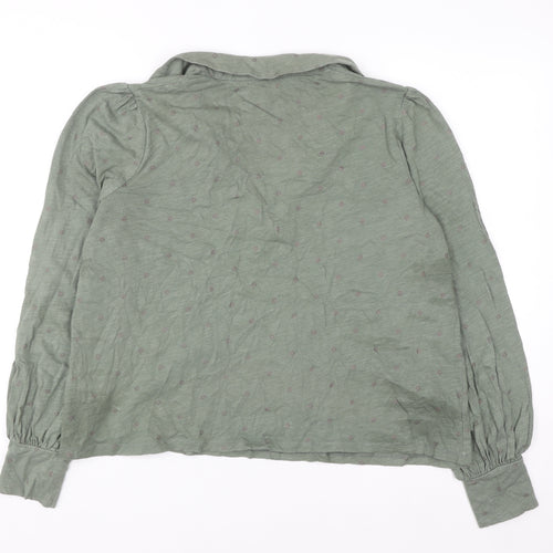 Boden Women Green Long Sleeve Collared Cotton Blouse UK 14