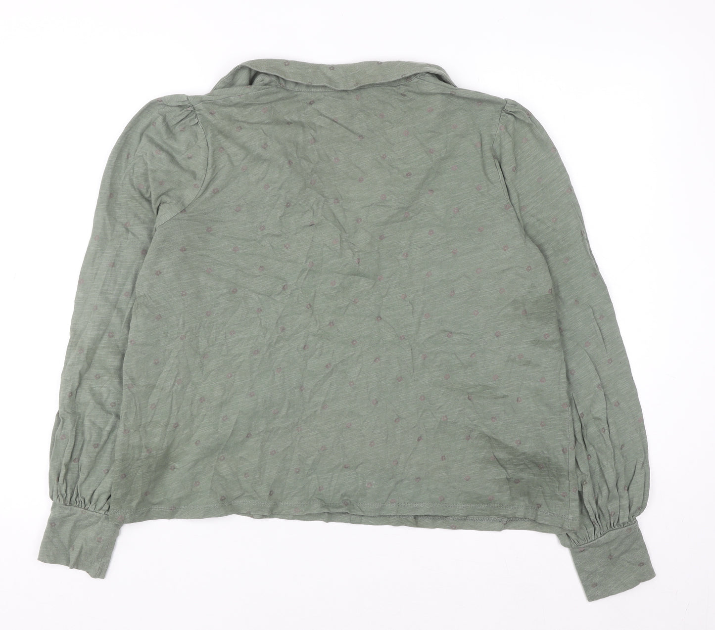 Boden Women Green Long Sleeve Collared Cotton Blouse UK 14