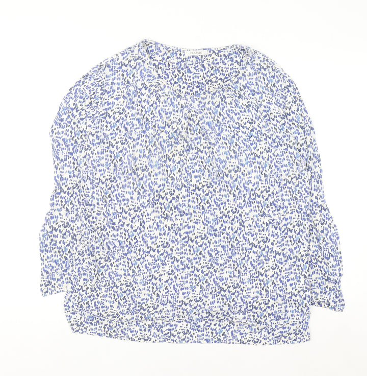 Marks and Spencer Women Blue Abstract Jersey Blouse Size 10