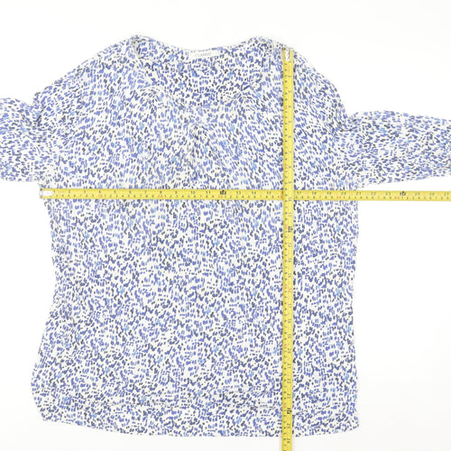 Marks and Spencer Women Blue Abstract Jersey Blouse Size 10