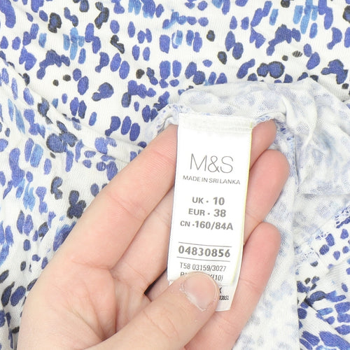 Marks and Spencer Women Blue Abstract Jersey Blouse Size 10