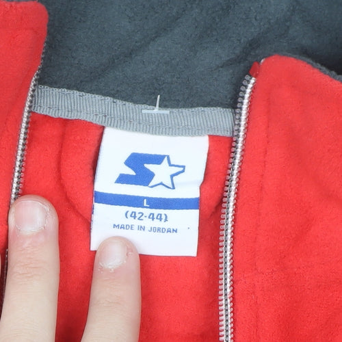 Starter Men's Red Full Zip Fleece Sweatshirt L Regular Fit