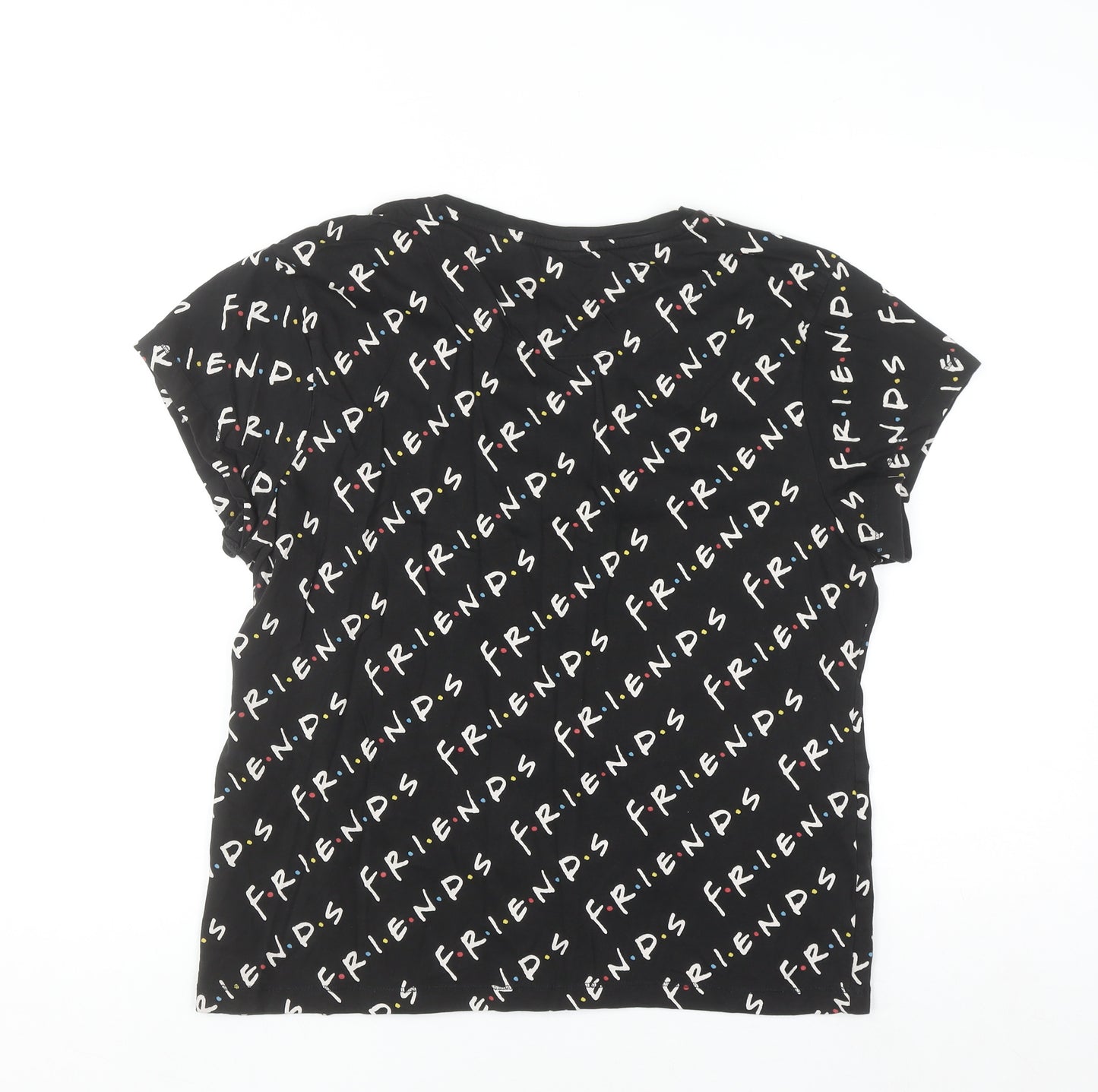 FRIENDS Women's Black T-Shirt Medium Regular Fit Crew Neck Cotton