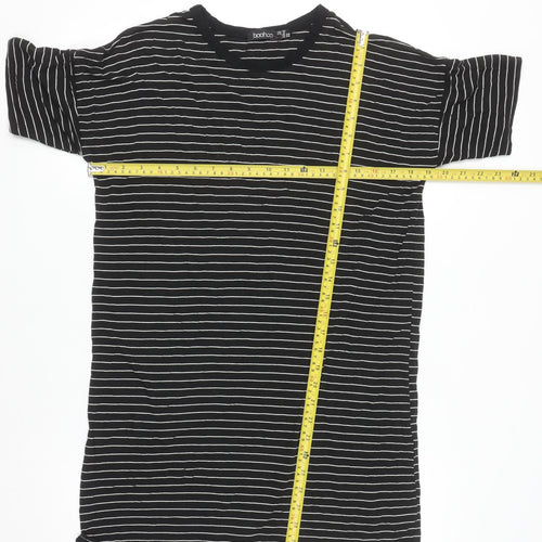 Boohoo Women Black Striped T-Shirt Dress Size 10