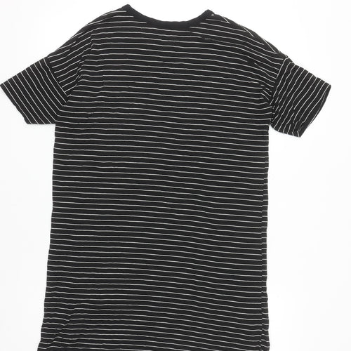Boohoo Women Black Striped T-Shirt Dress Size 10