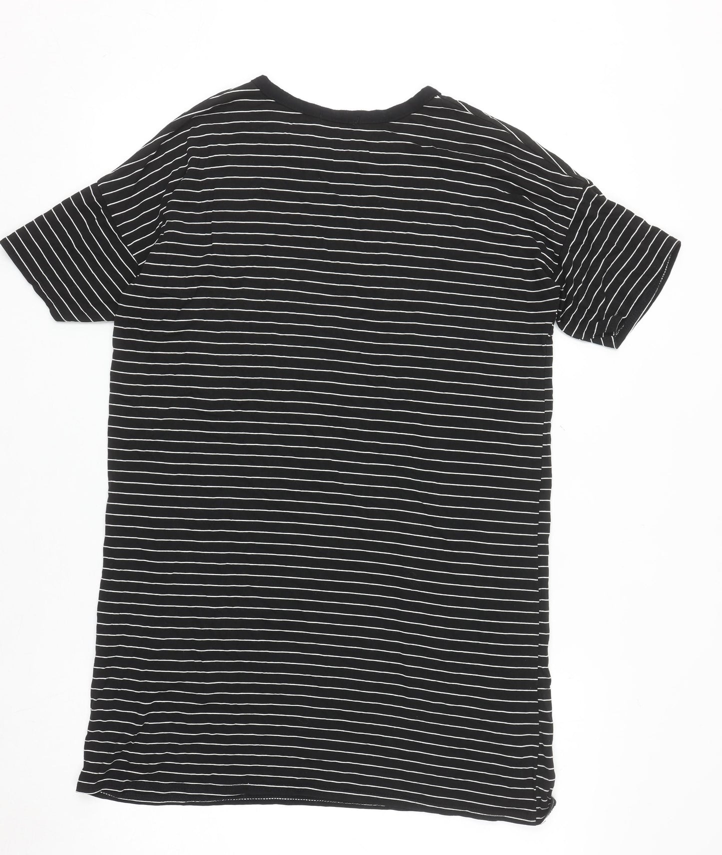 Boohoo Women Black Striped T-Shirt Dress Size 10