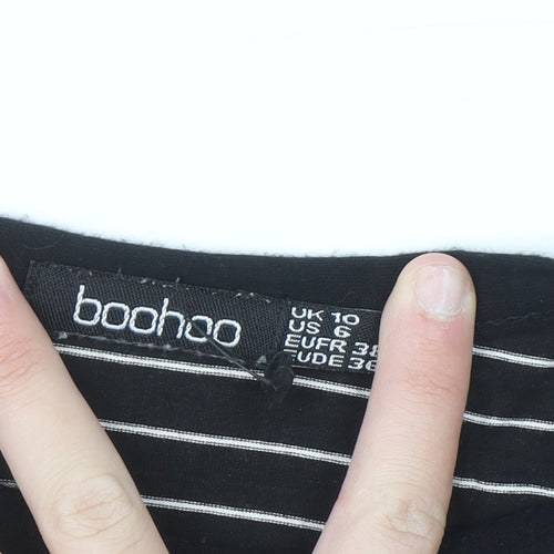 Boohoo Women Black Striped T-Shirt Dress Size 10