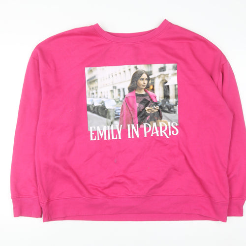 Emily in Paris Women’s Pink XL Pullover Sweatshirt Graphic Print Netflix