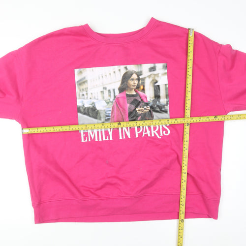 Emily in Paris Women’s Pink XL Pullover Sweatshirt Graphic Print Netflix