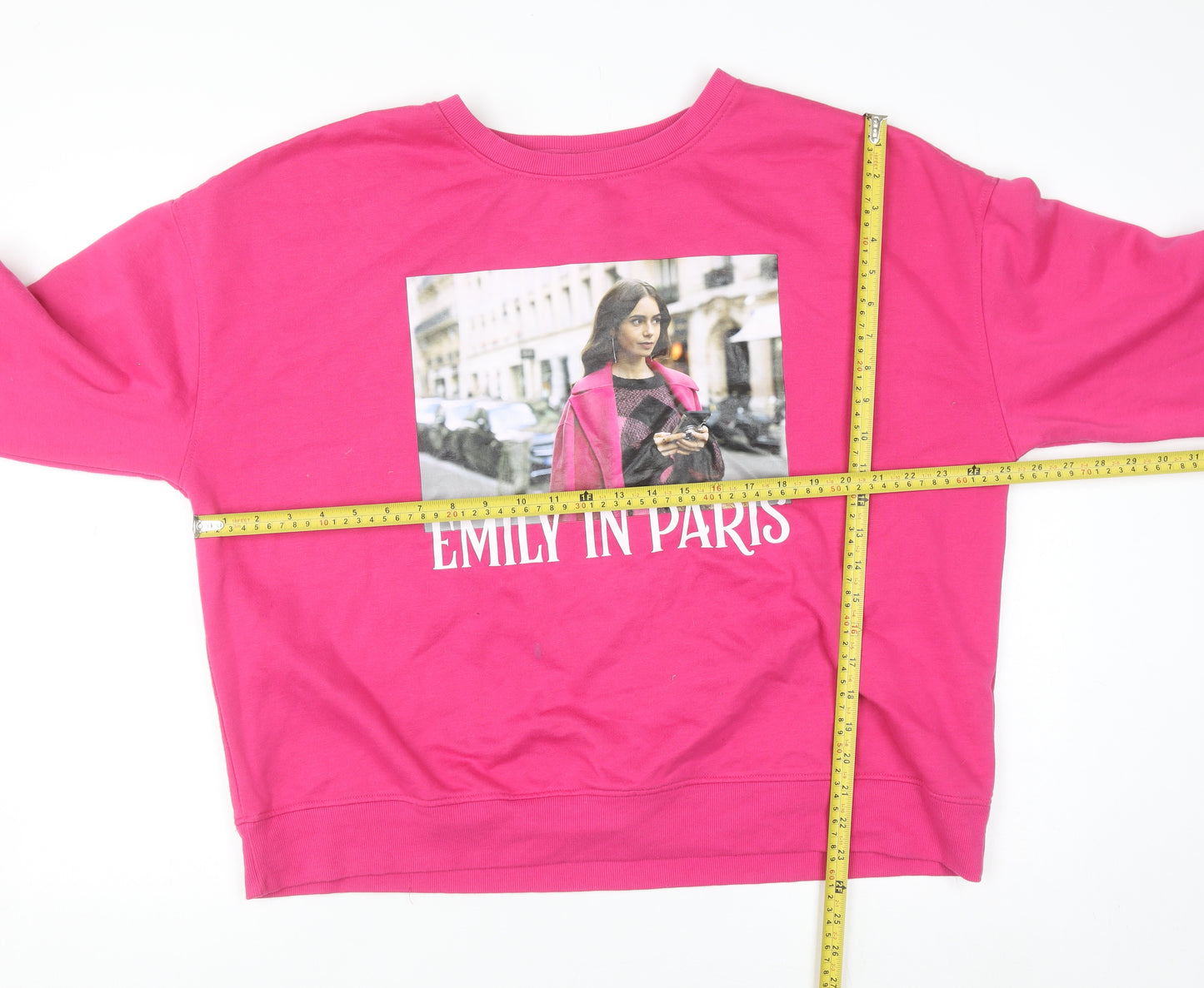 Emily in Paris Women’s Pink XL Pullover Sweatshirt Graphic Print Netflix