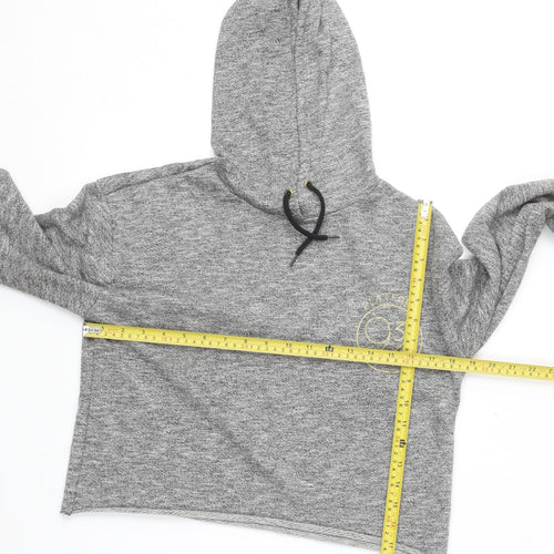 Harry Potter Women's Grey Cropped Pullover Hoodie Size 10 Hogwarts Print