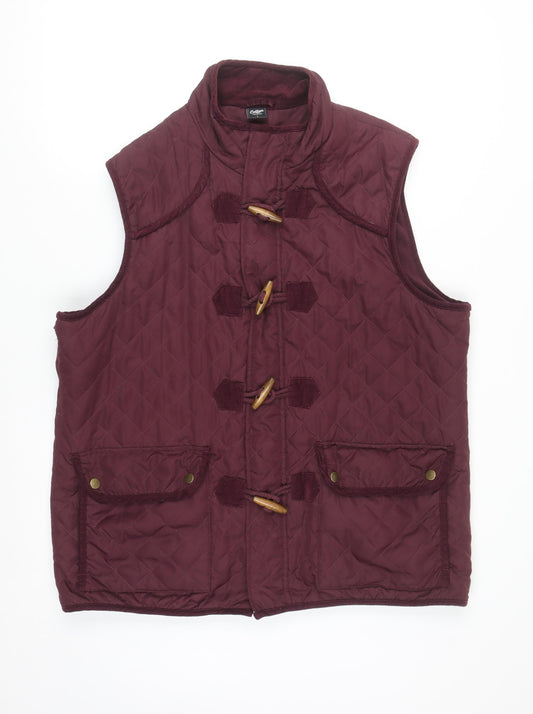 Cotton Traders Women's Red Quilted Toggle Waistcoat L