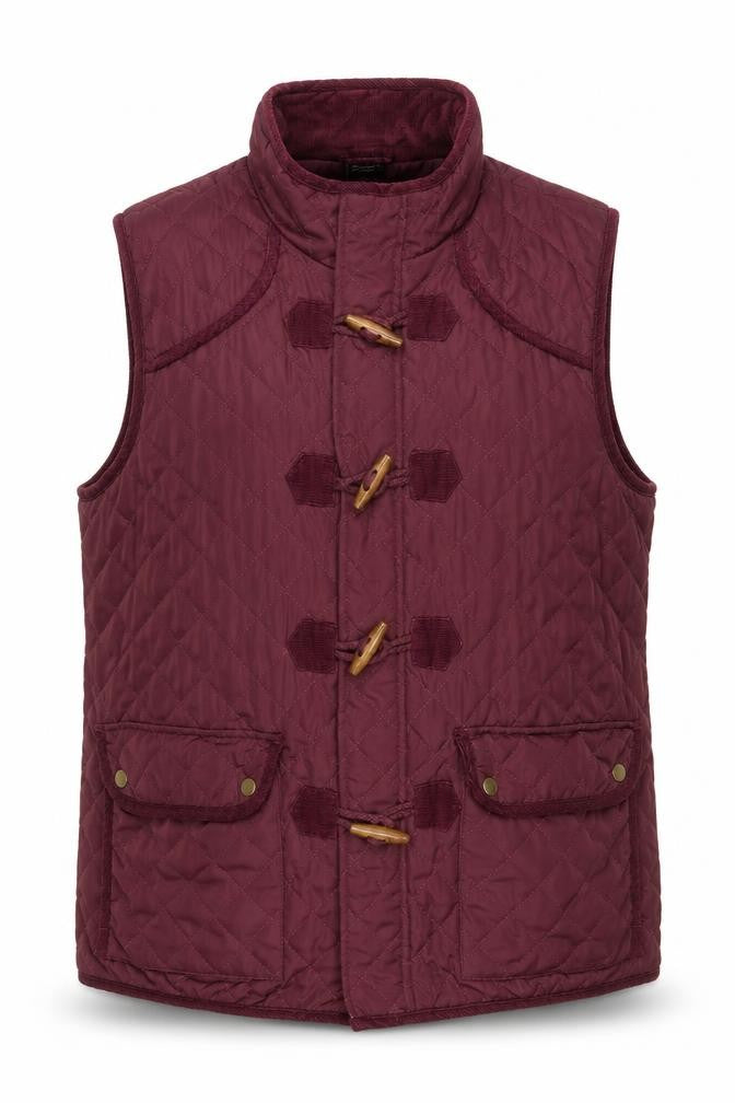 Front view of Cotton Traders Women's Red Quilted Toggle Waistcoat L