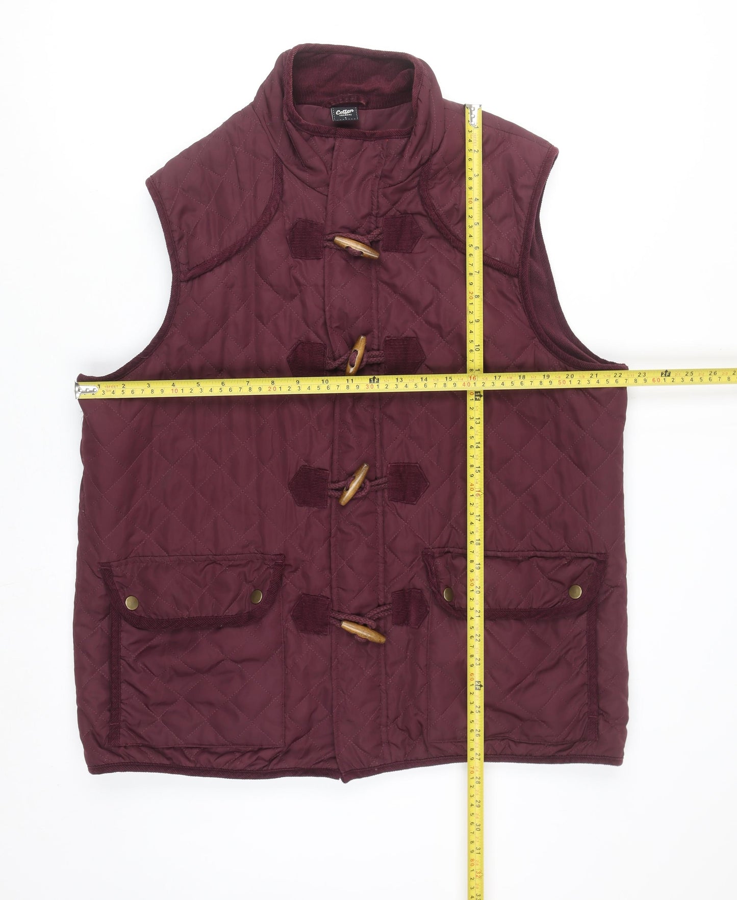 Cotton Traders Women's Red Quilted Toggle Waistcoat L