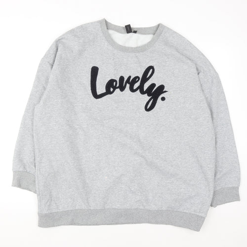 Izabel Women Grey Lovely Slogan Pullover Sweatshirt Size 22