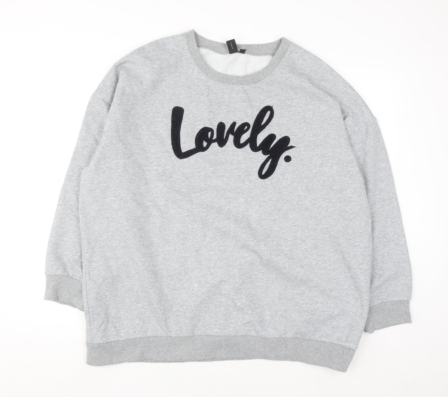 Izabel Women Grey Lovely Slogan Pullover Sweatshirt Size 22