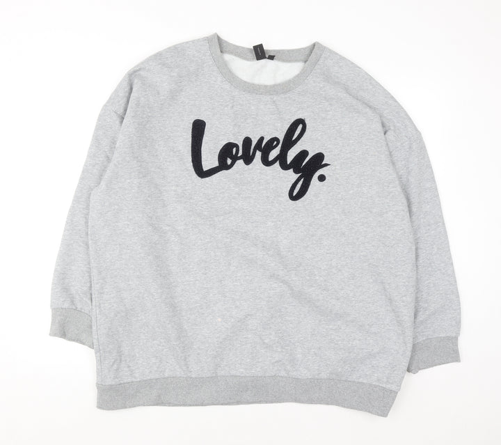 Izabel Women Grey Lovely Slogan Pullover Sweatshirt Size 22