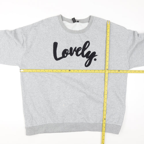 Izabel Women Grey Lovely Slogan Pullover Sweatshirt Size 22