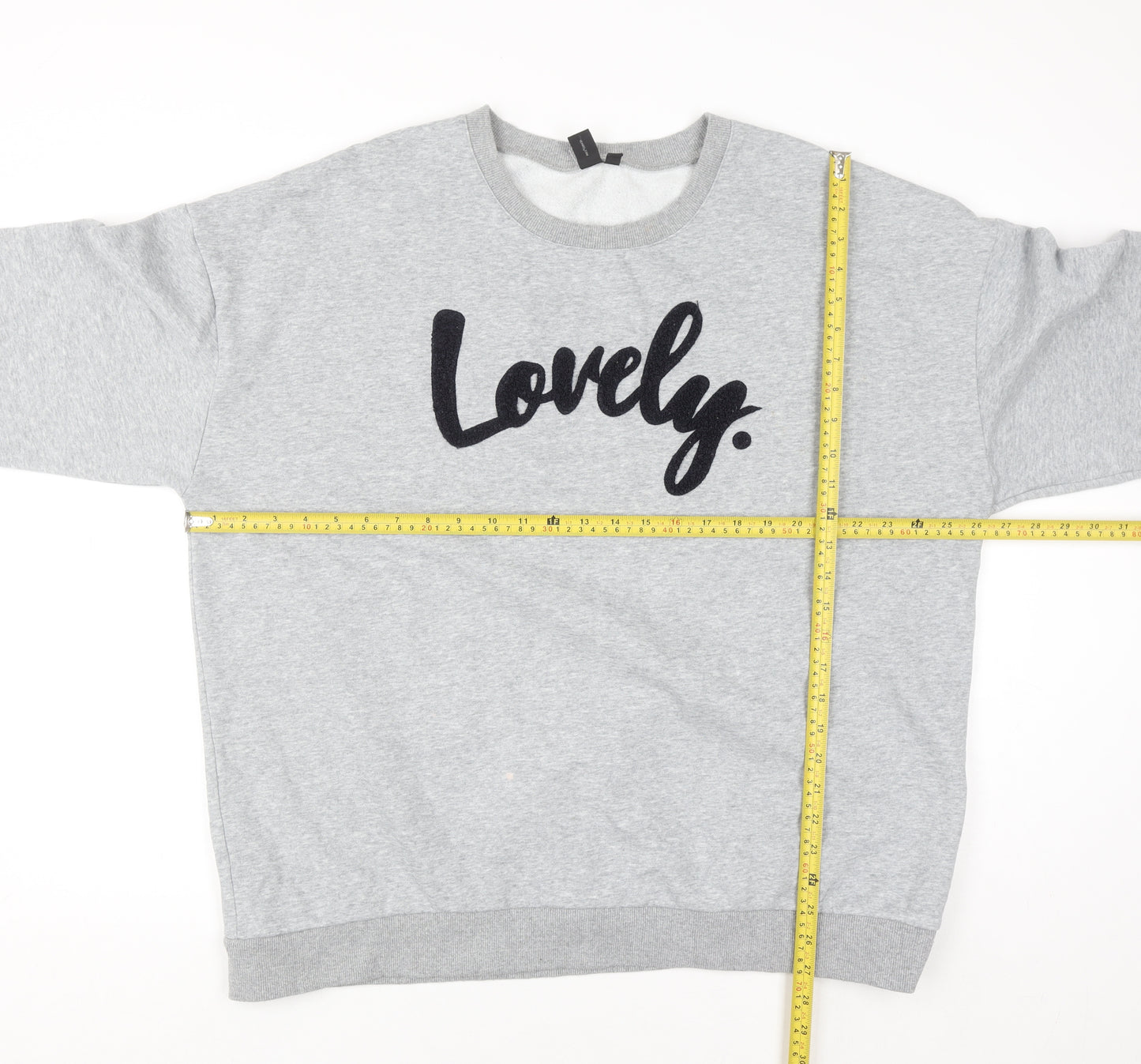 Izabel Women Grey Lovely Slogan Pullover Sweatshirt Size 22