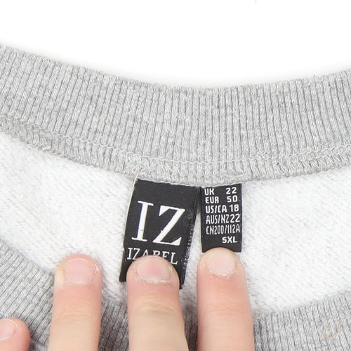 Izabel Women Grey Lovely Slogan Pullover Sweatshirt Size 22