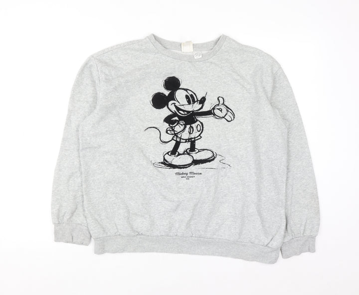 H&M Disney Women Grey Mickey Mouse Sweatshirt Size M