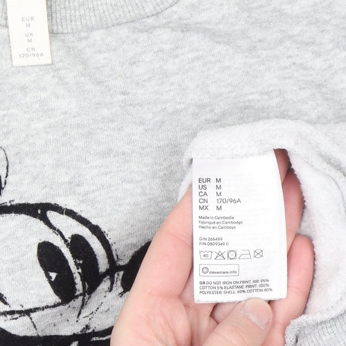 H&M Disney Women Grey Mickey Mouse Sweatshirt Size M