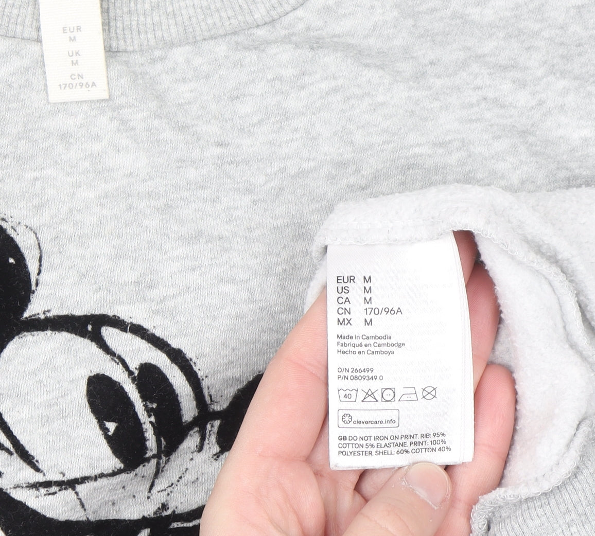 H&M Disney Women Grey Mickey Mouse Sweatshirt Size M
