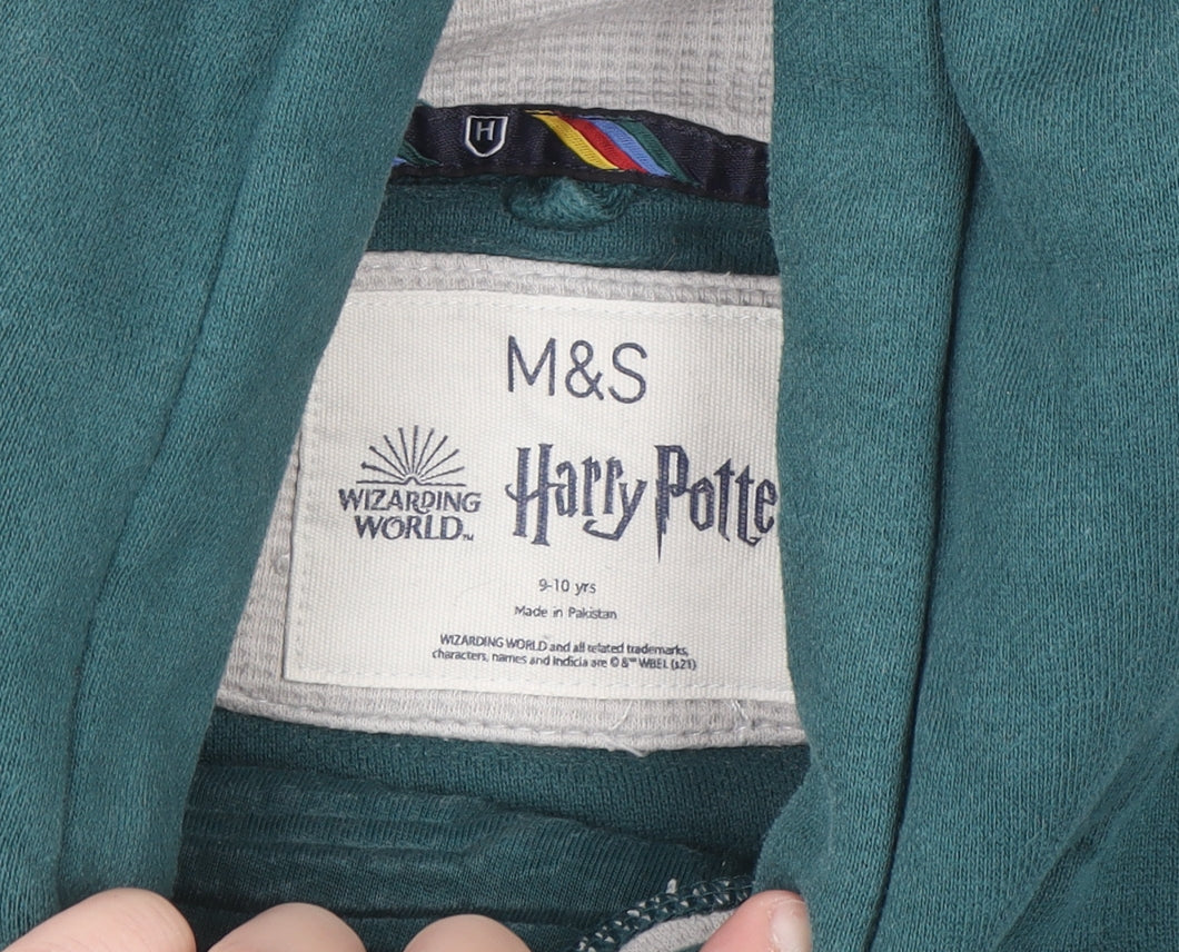 Marks and Spencer Boys Green Harry Potter Slytherin Pullover Hoodie 9-10 Years
