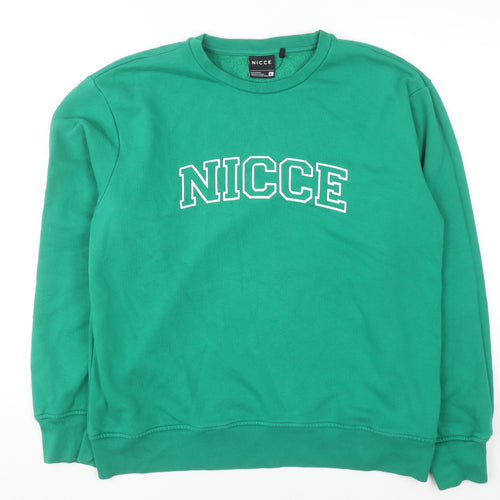 NICCE Men's Green XL Pullover Sweatshirt Crew Neck Logo Fleece